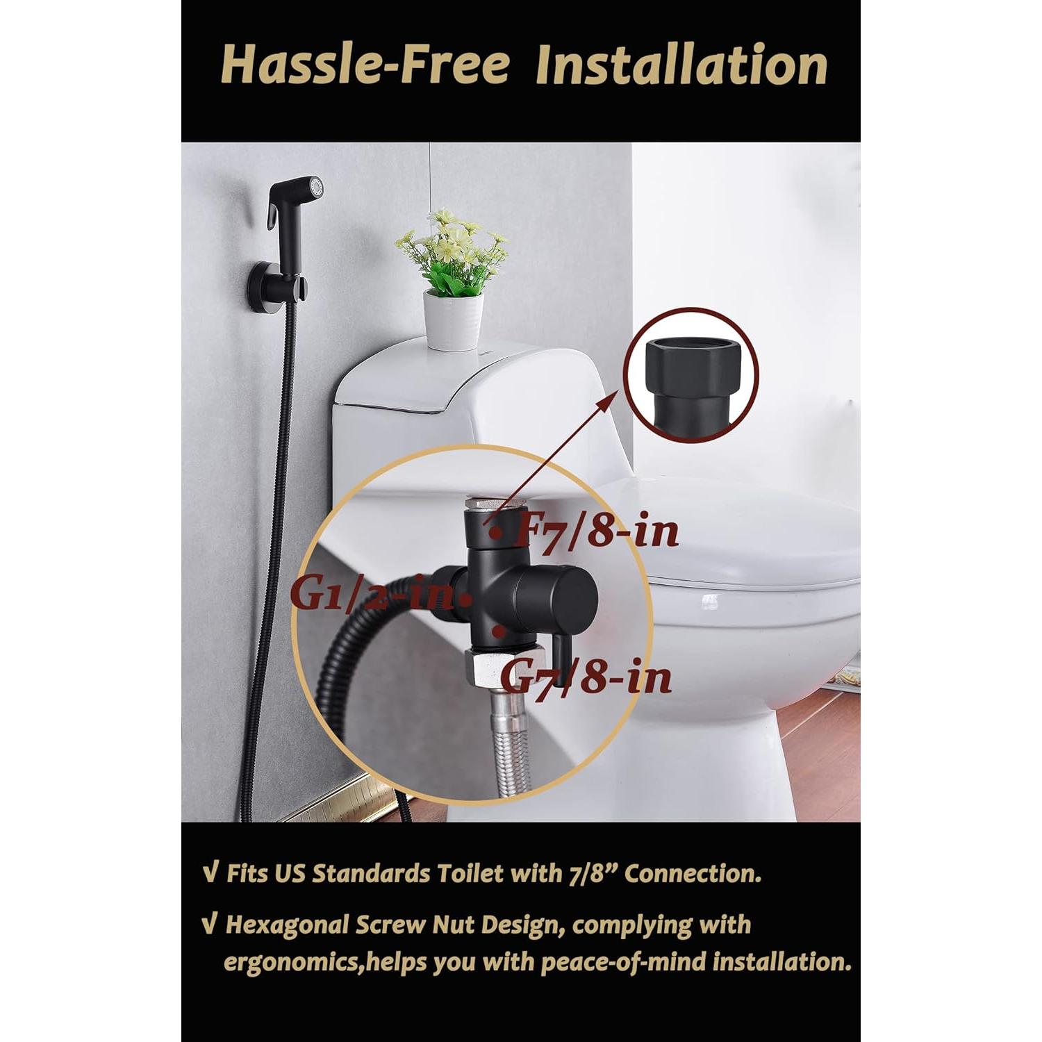 Rociador de Bidet de Mano Hoanmpy con Manguera 1.49m Negro