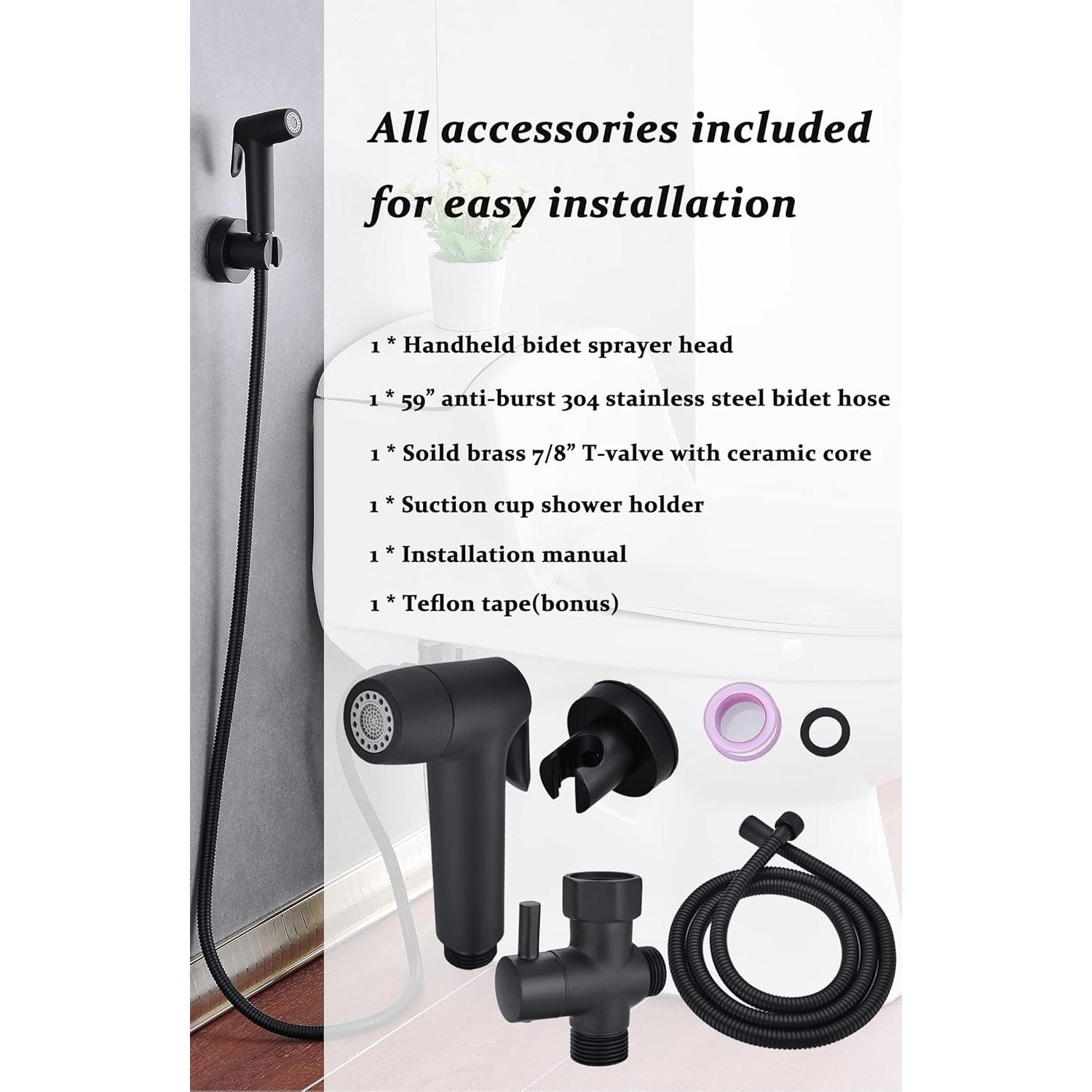 Rociador de Bidet de Mano Hoanmpy con Manguera 1.49m Negro