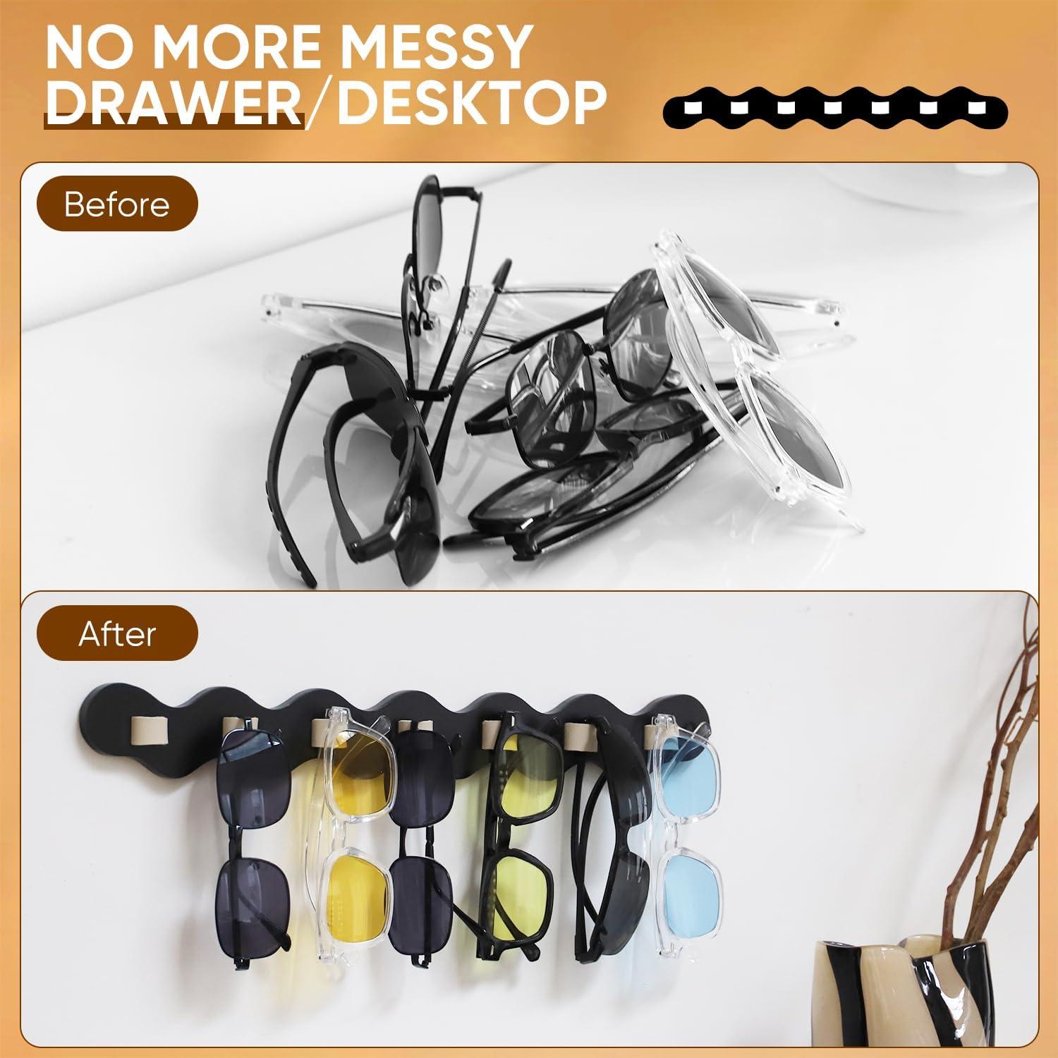 Organizador de Gafas de Sol ONULISS de Pared, 7 Ranuras, Negro