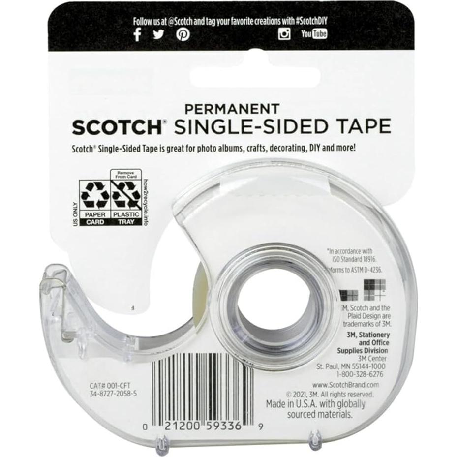 Cinta Adhesiva Permanente Scotch Create 1-Pack 1.9 cm x 101.6 m