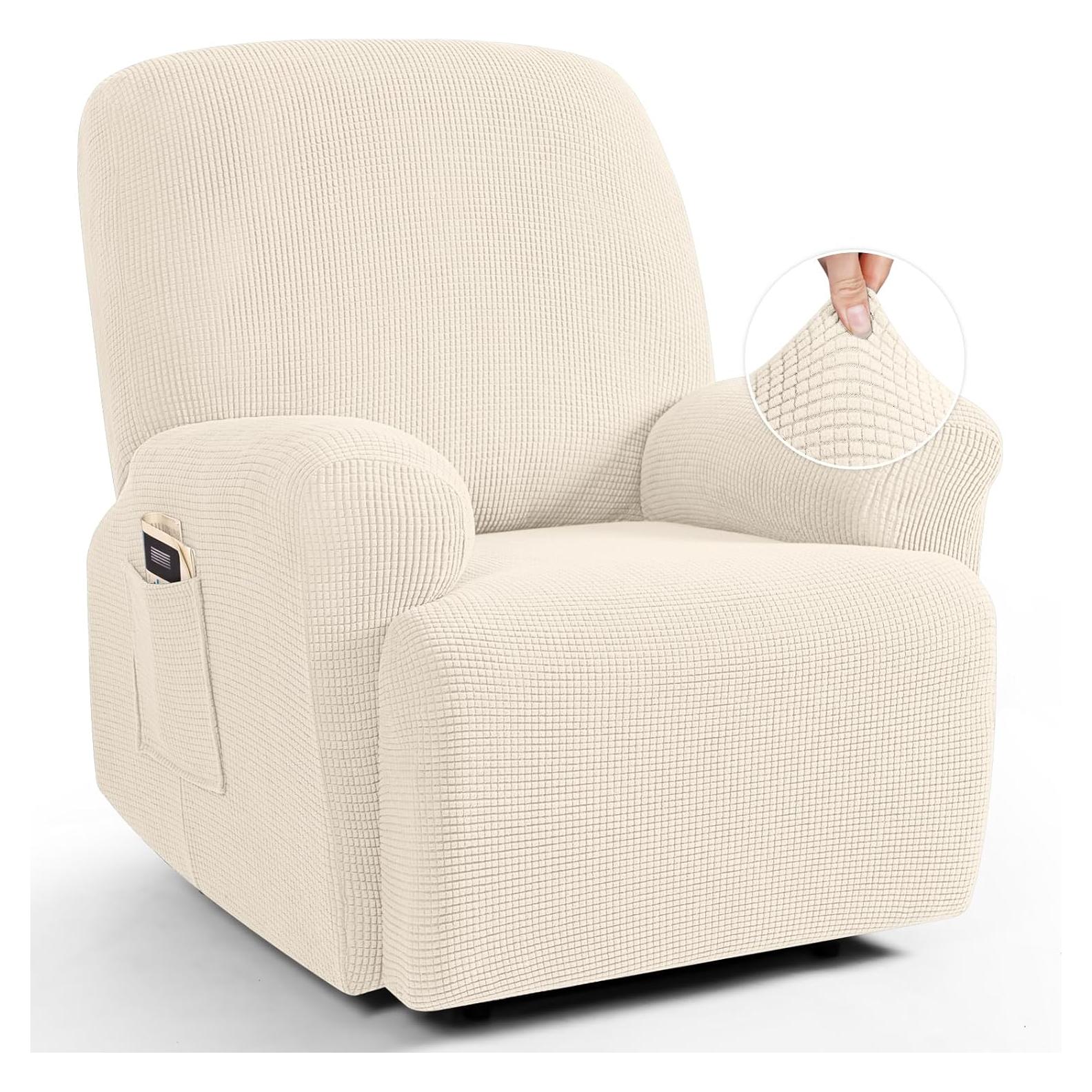 Funda Reclinable 4 Piezas TAOCOCO Beige Ajuste Elástico