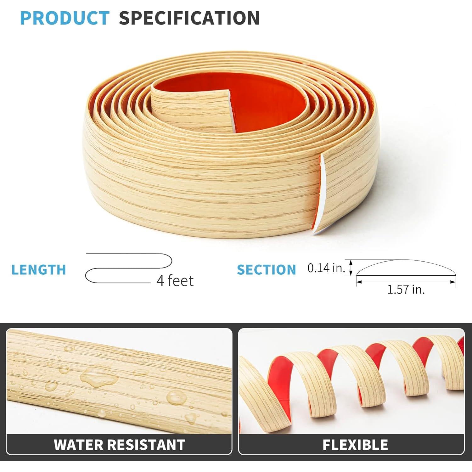 Tira de Transición de Piso Autoadhesiva Art3d 1.22m Amarillo Aspen