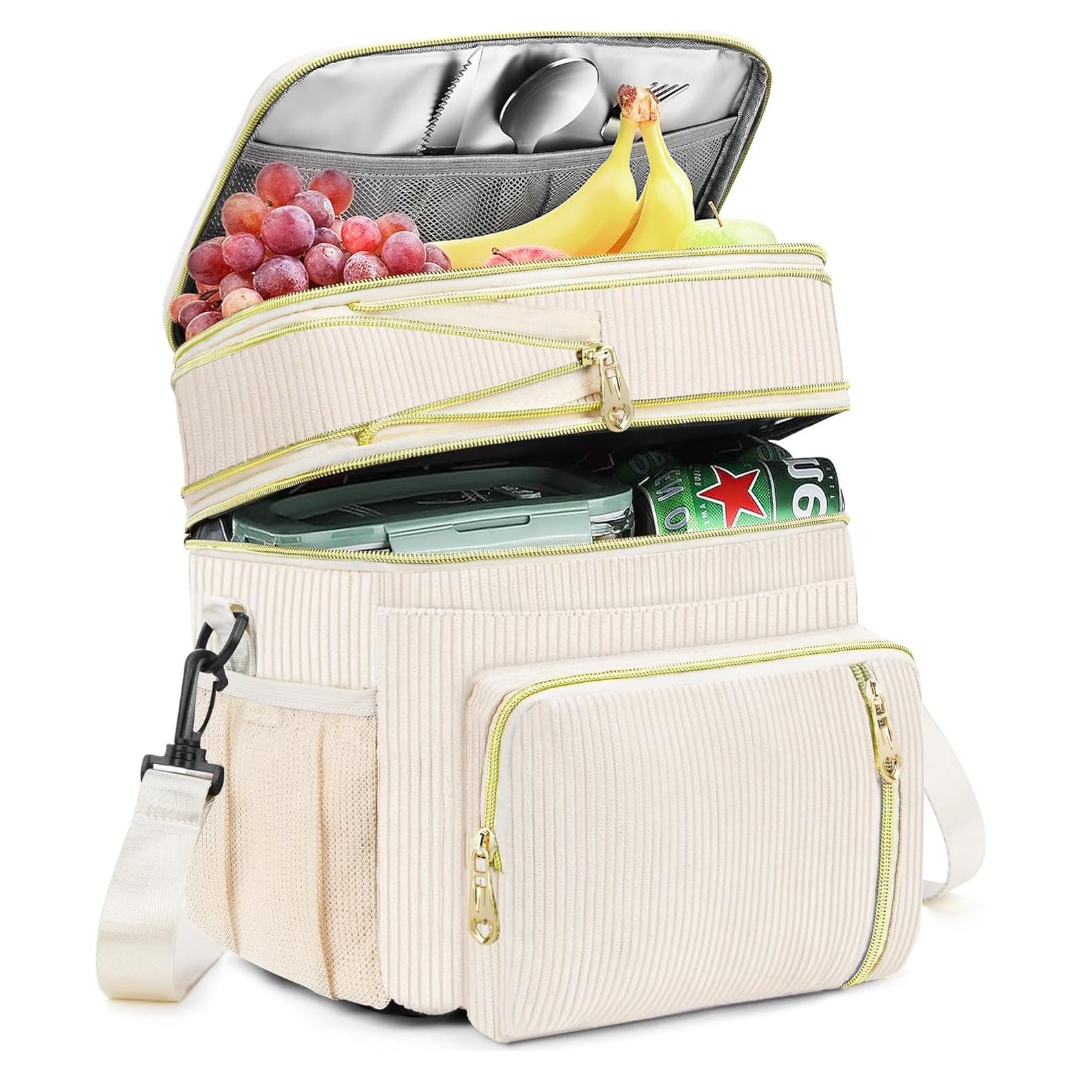 Caja de Almuerzo Aislada BAGNN 16L Pana-Crema para Trabajo y Playa