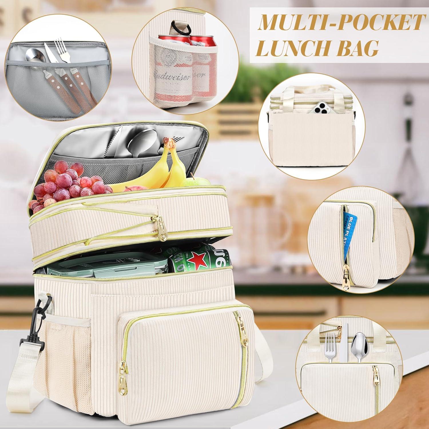 Caja de Almuerzo Aislada BAGNN 16L Pana-Crema para Trabajo y Playa