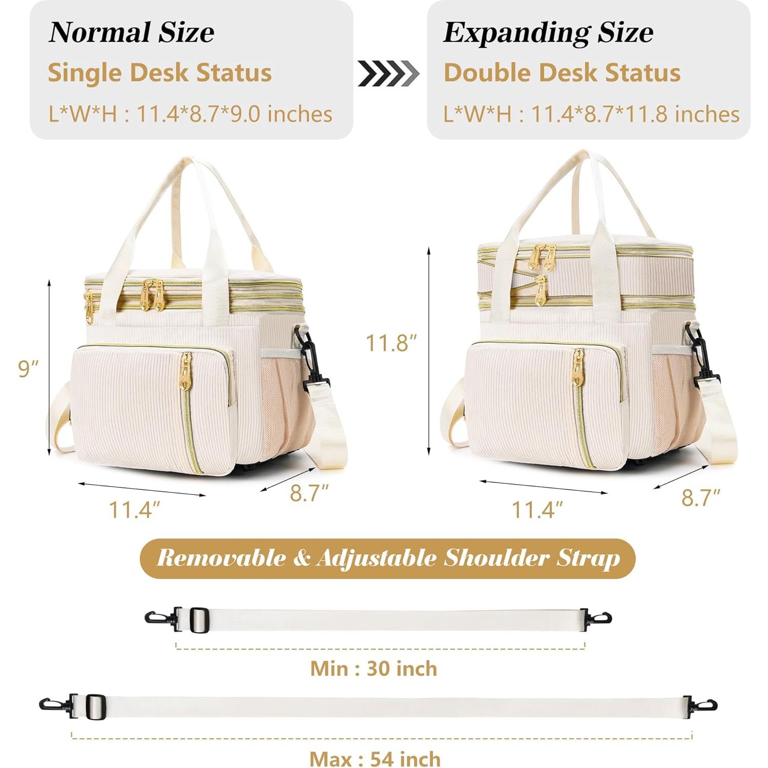 Caja de Almuerzo Aislada BAGNN 16L Pana-Crema para Trabajo y Playa