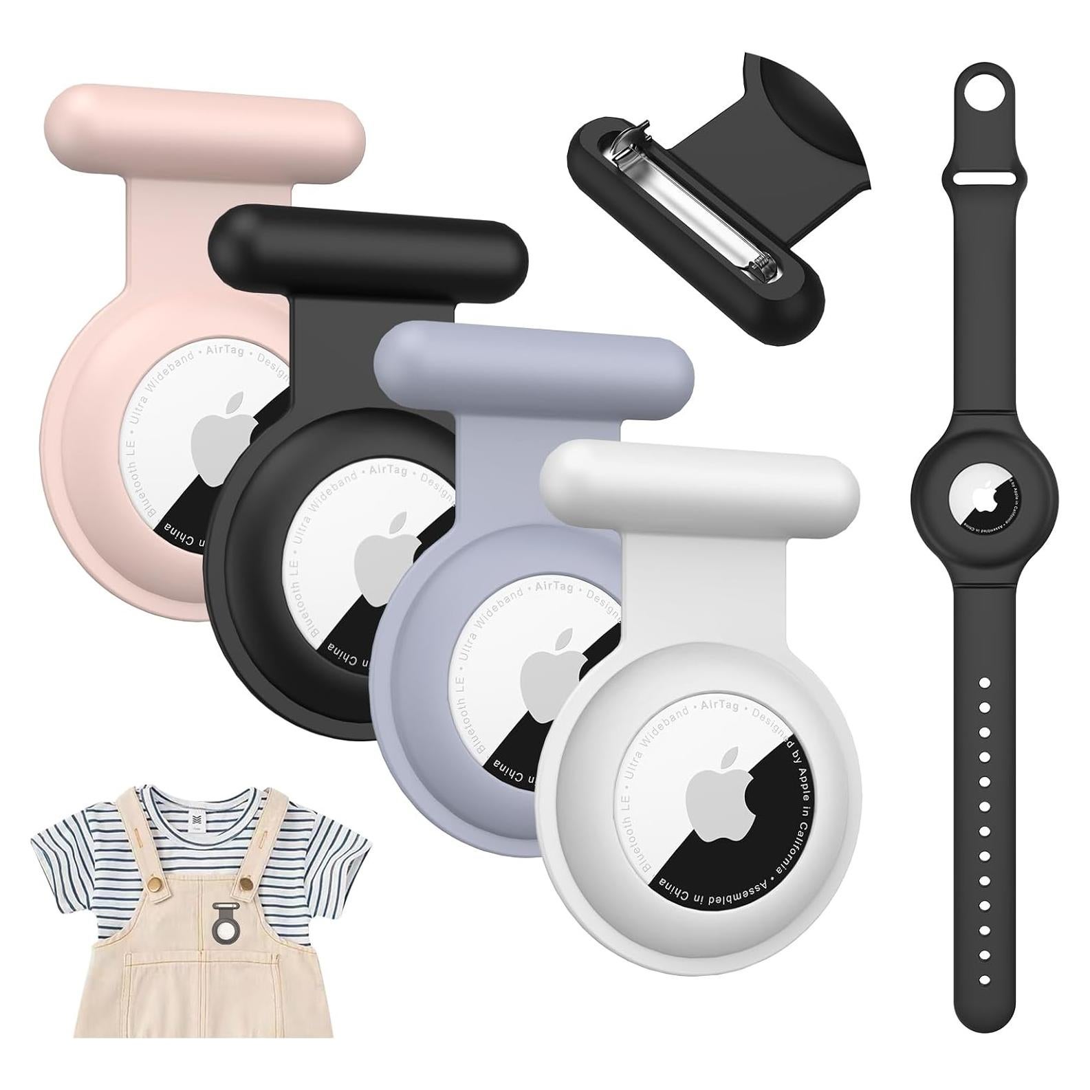 4 Soportes de Pin Oculto Ekoonpft para Airtag + Pulsera Negra