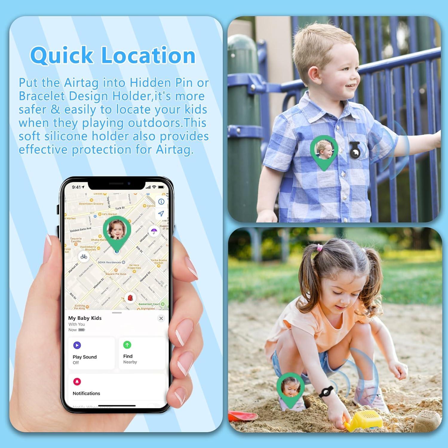 4 Soportes de Pin Oculto Ekoonpft para Airtag + Pulsera Negra