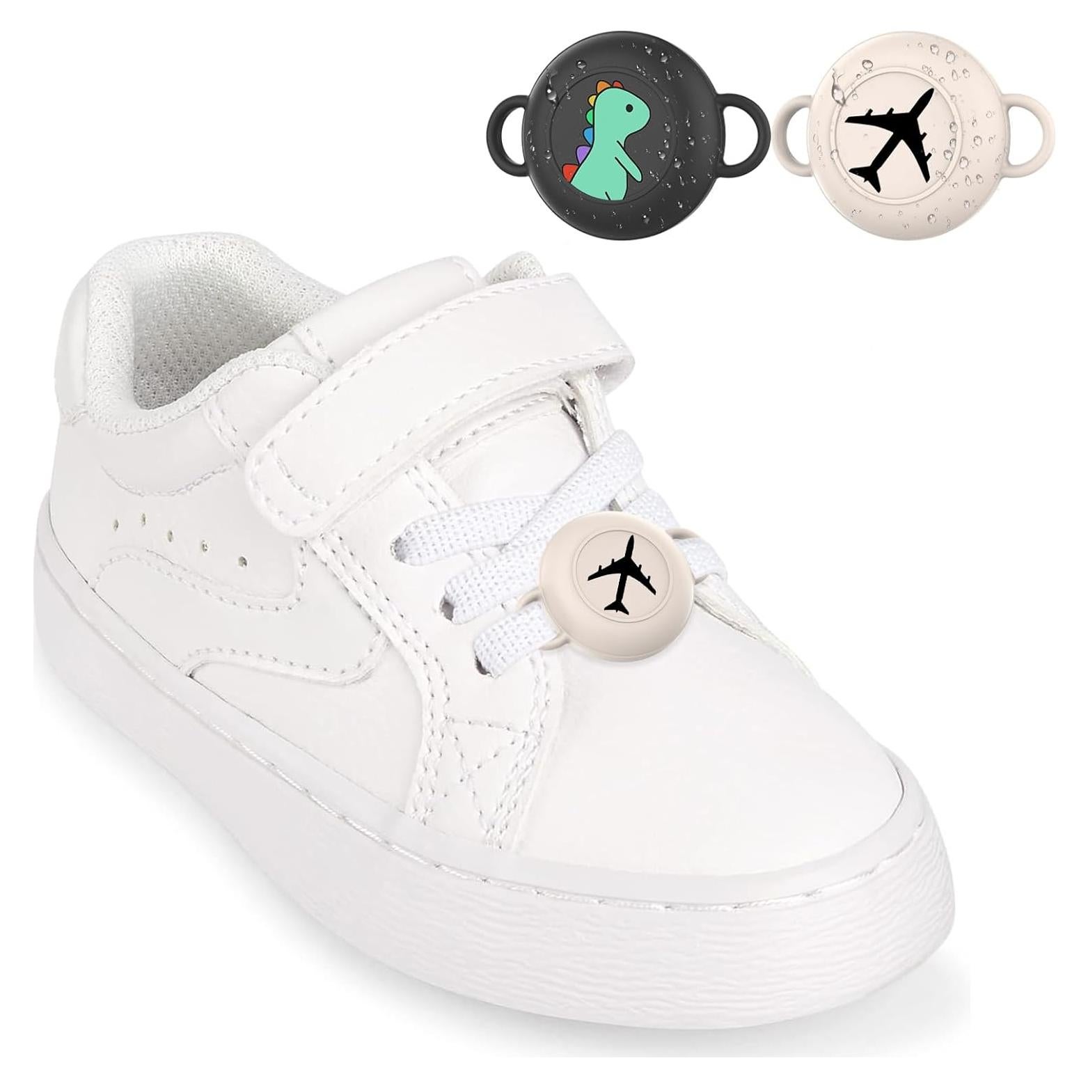 2 Pack for Airtag Holder for Kids with Waterproof Cover, Cute Cartoon Silicone Kids Airtag Holder, Air Tag Shoe, Hidden AirTag Tracker Cases for Shoes/Pets Collar/Keys (Dinosaur+Airplane)