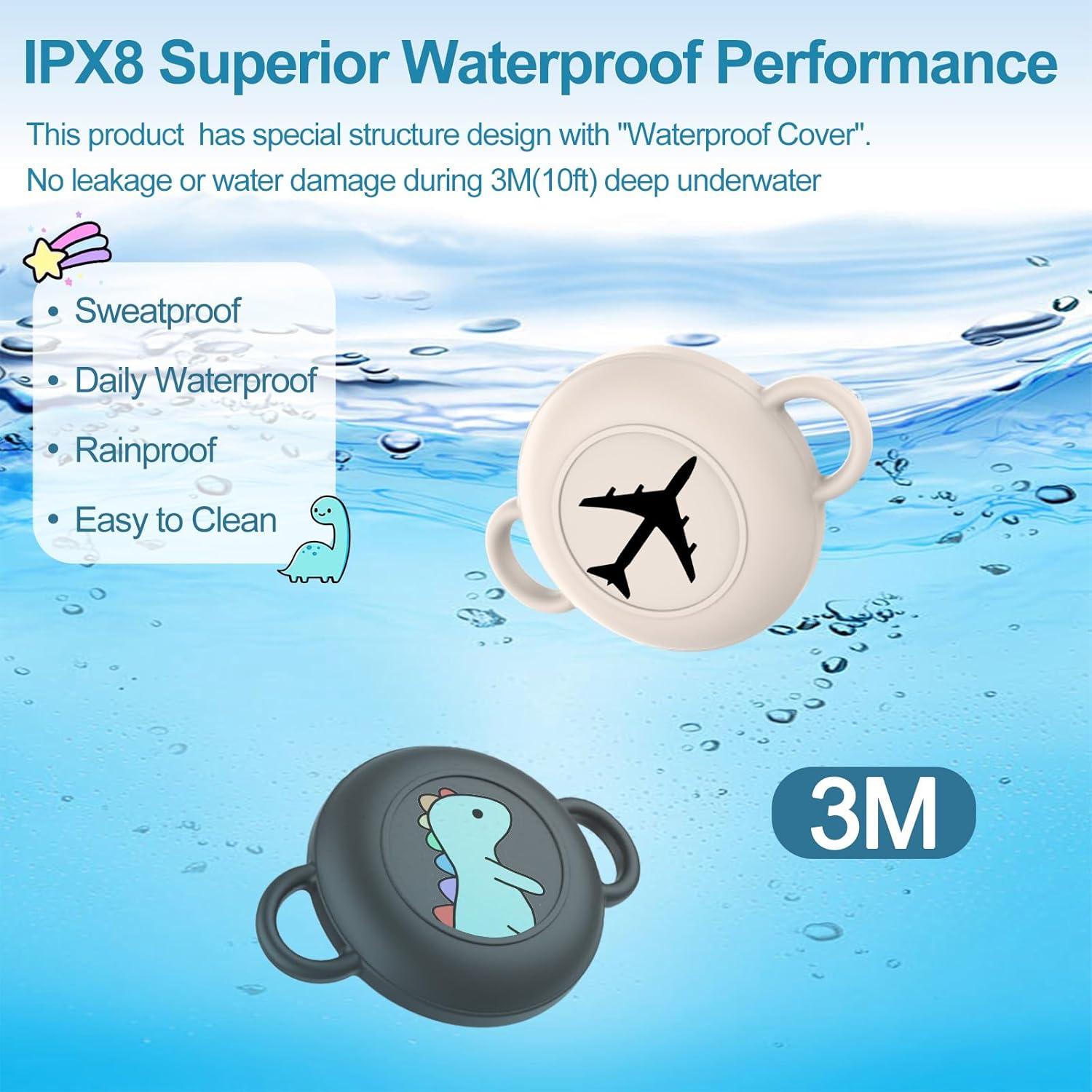 2 Pack for Airtag Holder for Kids with Waterproof Cover, Cute Cartoon Silicone Kids Airtag Holder, Air Tag Shoe, Hidden AirTag Tracker Cases for Shoes/Pets Collar/Keys (Dinosaur+Airplane)