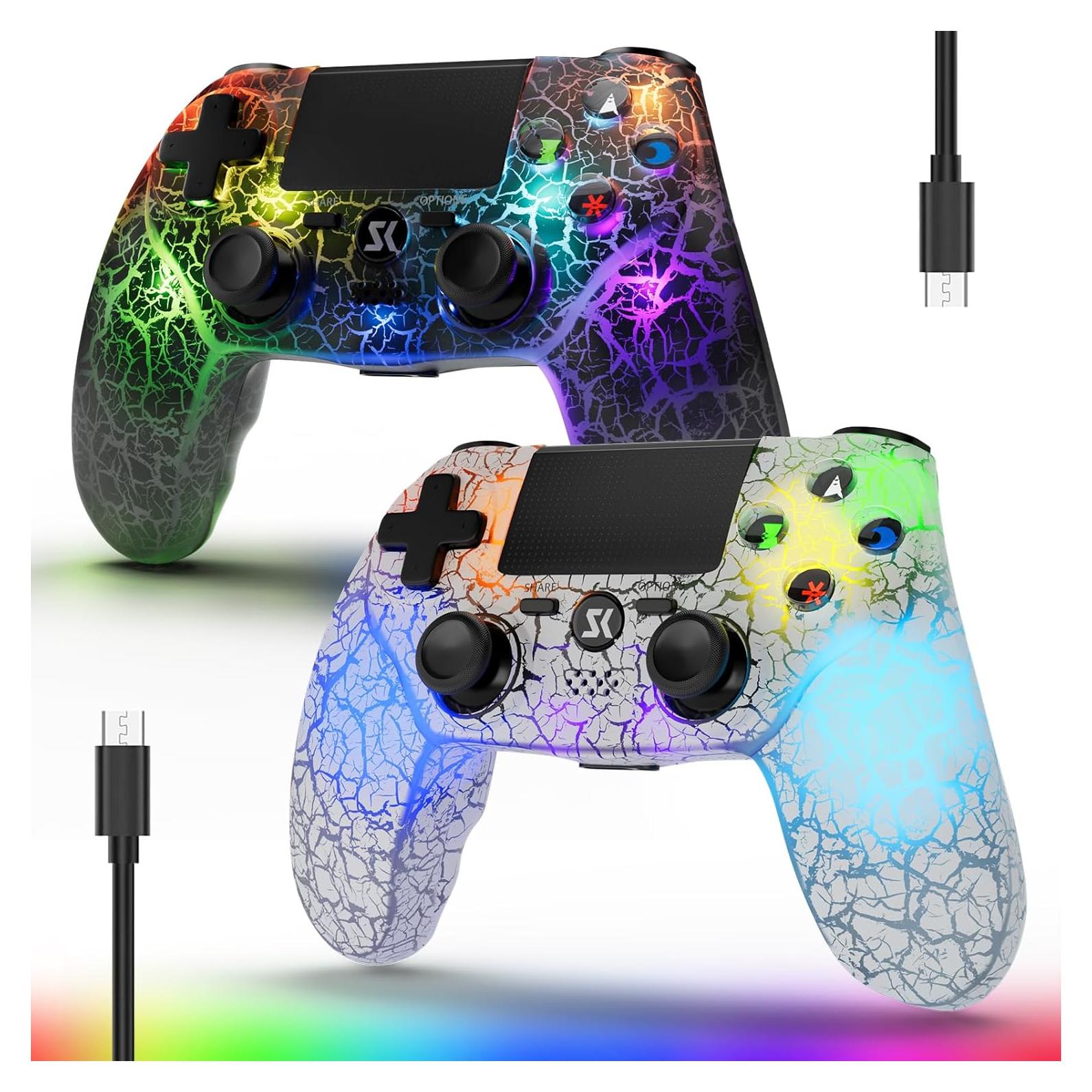 Controladores Inalámbricos Boowen para PS4 - 2 Piezas LED RGB