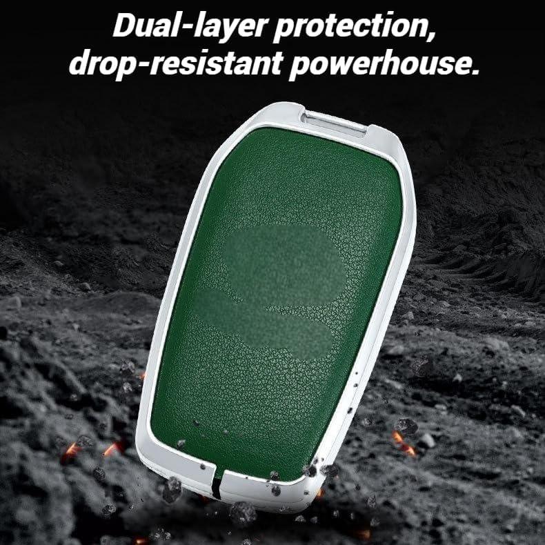 RYE Key Fob Cover for Toyota, Leather+Zinc Alloy Key Fob Case for 2025 Camry, 2021-2025 Venza, Grand Highlander Hilux, Fortuner, 2022-2025 Tundra Tacoma Remote Key (Blue, Come with Key Hook)