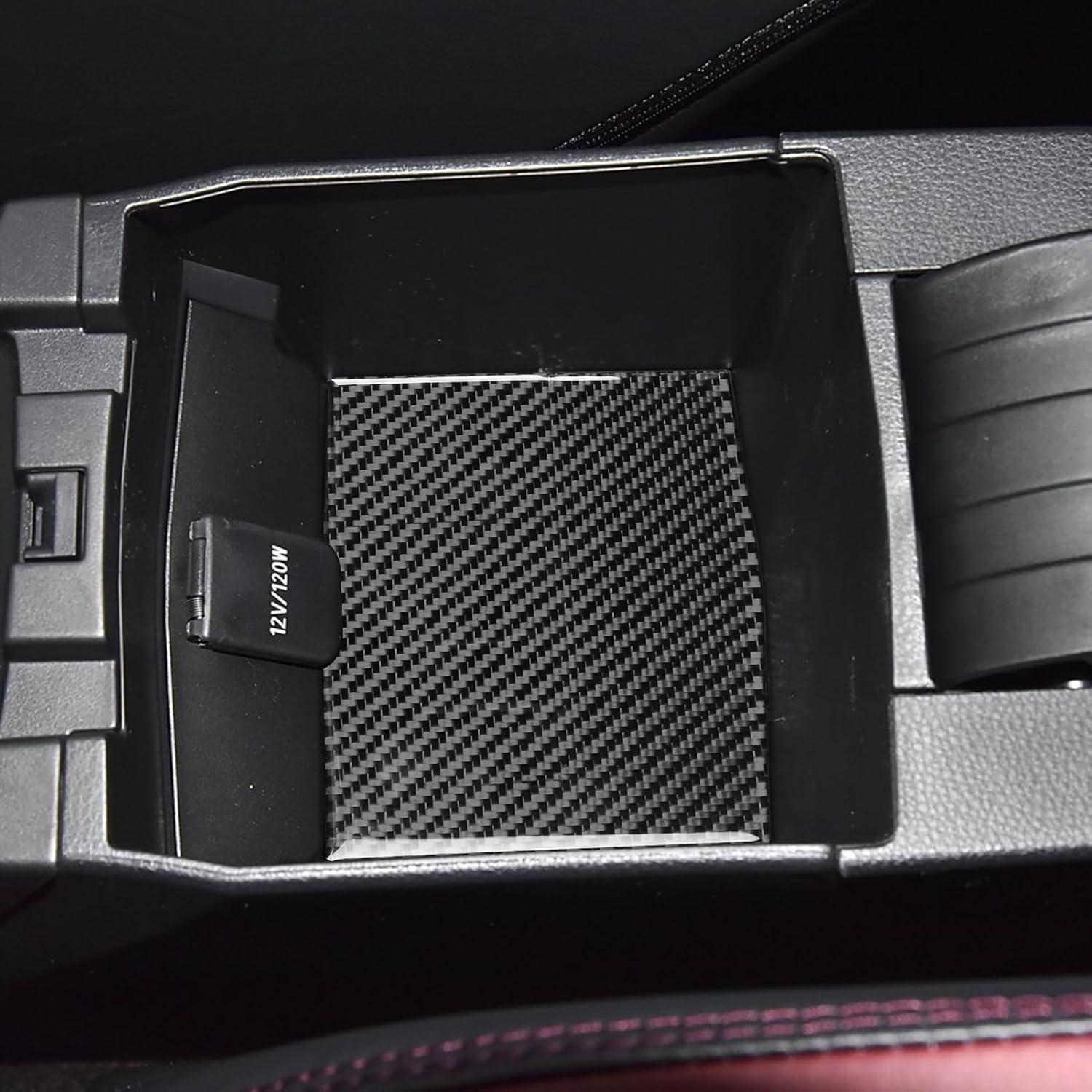 NVCNX Real Premium Carbon Fiber for Toyota Corolla & Cross 2020-2025 2021 2022 2023 2024 Hybrid Hatchback L LE XLE SE XSE FX Car Armrest Box Mat Cover Interior Trim Accessories Sticker Decal 1PC