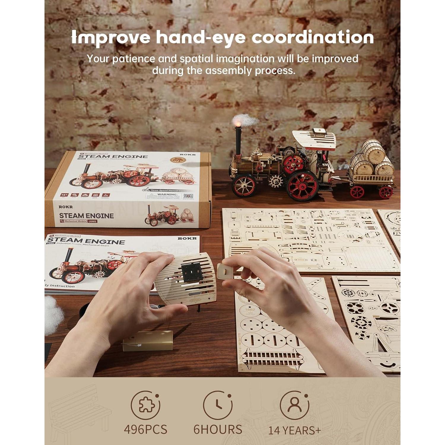 Rompecabezas 3D ROKR A01-CAR-LK Tractor Eléctrico 469 Piezas