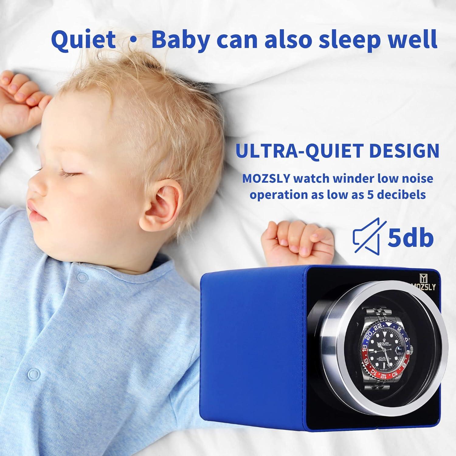 MOZSLY Reloj Winder Individual Automático Cuero Azul