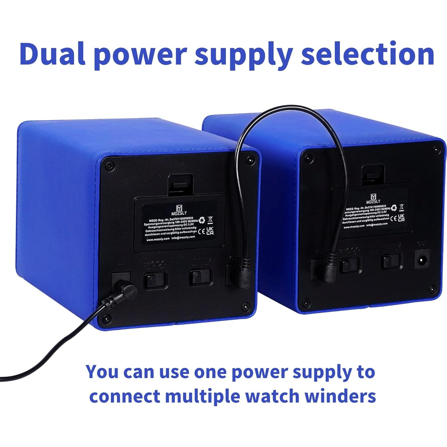 MOZSLY Reloj Winder Individual Automático Cuero Azul