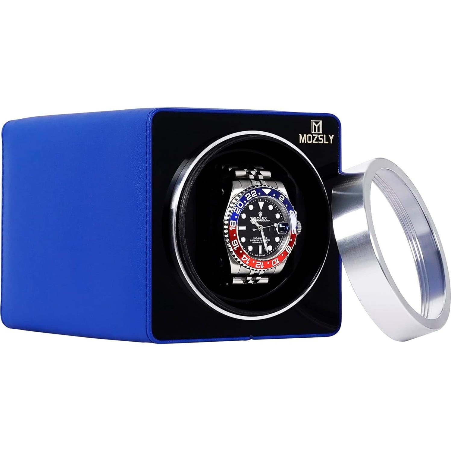MOZSLY Reloj Winder Individual Automático Cuero Azul