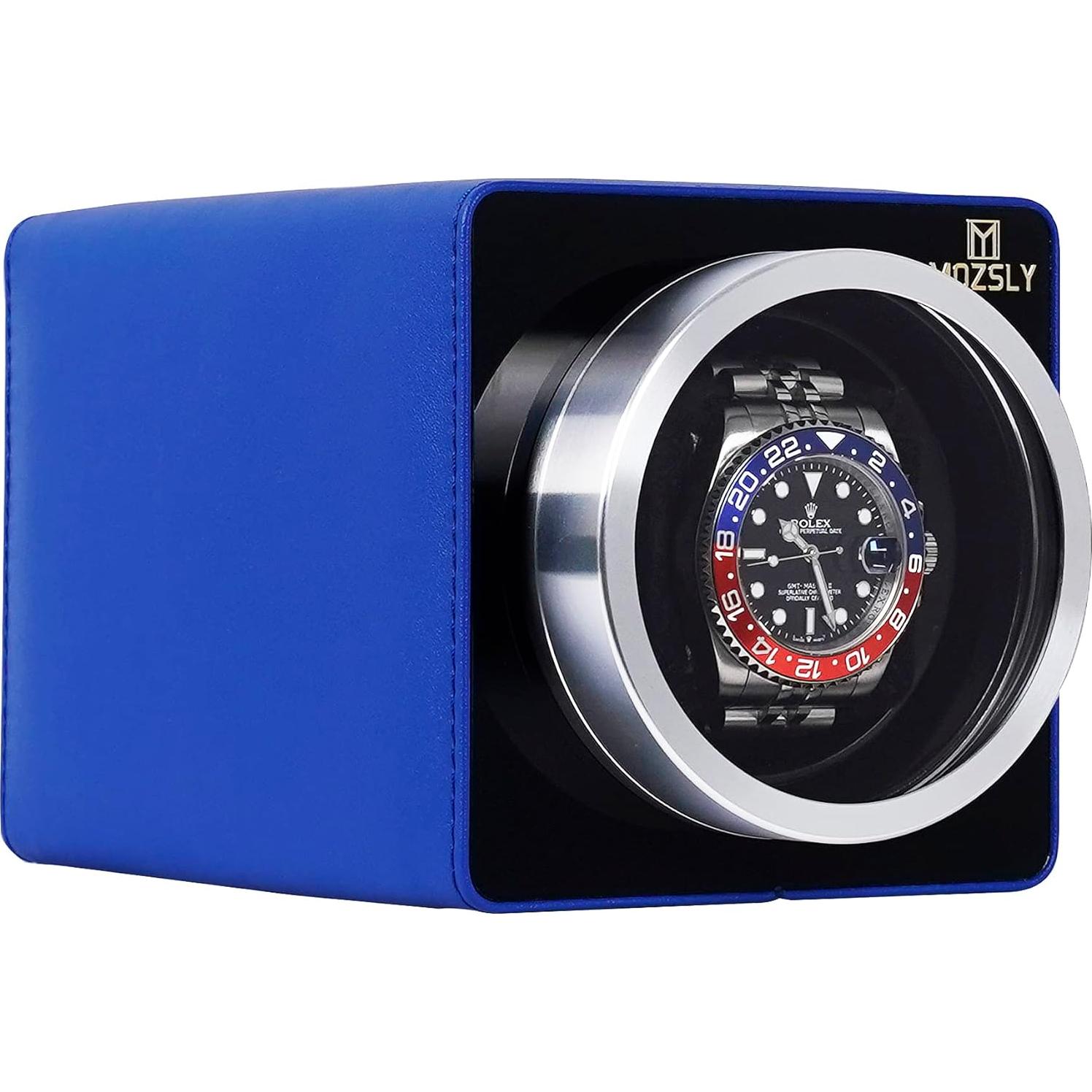 MOZSLY Reloj Winder Individual Automático Cuero Azul
