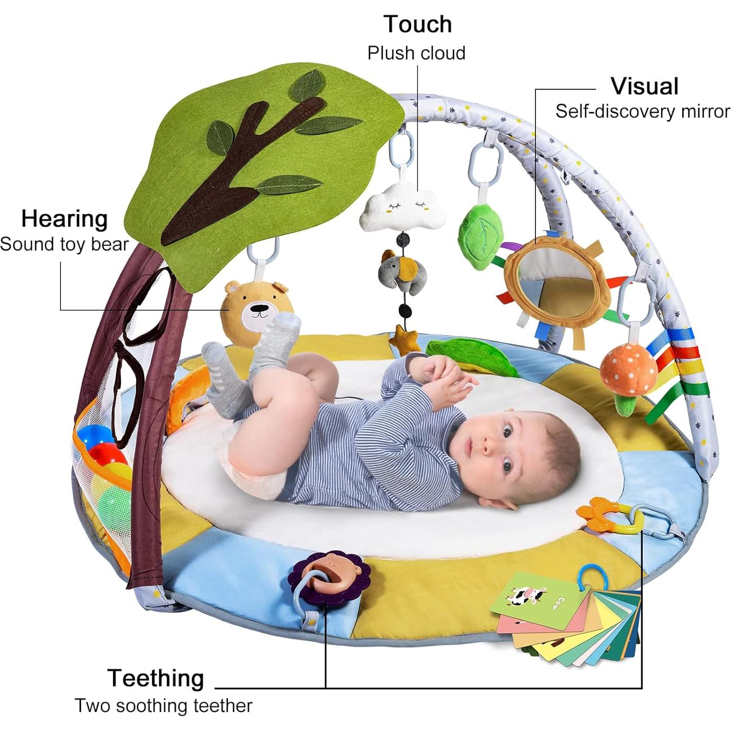 Alfombra de Juego para Bebés Lupantte con 9 Juguetes Verde