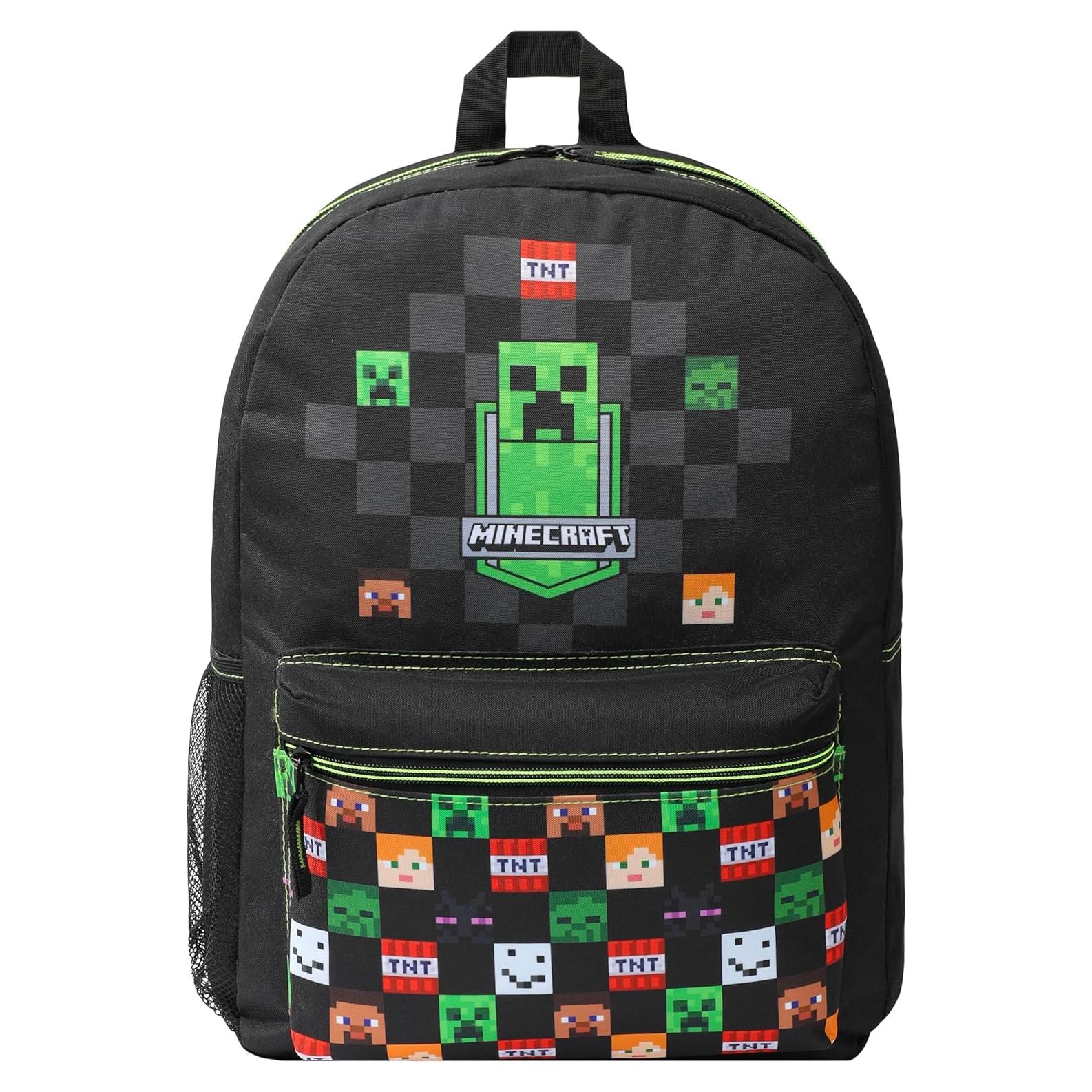 Mochila Escolar Minecraft F&F para Niños 39x29x16cm Negra