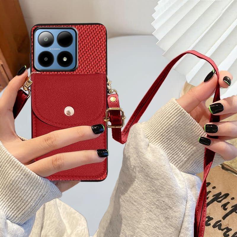 Wallet Case for Boost Mobile Summit 5G, Boost Summit5G Phone Case with Card Holder, Faux Leather Case Crossbody Adjustable Detachable Lanyard Hands Free Stand with Magnetic Closure, Burgundy