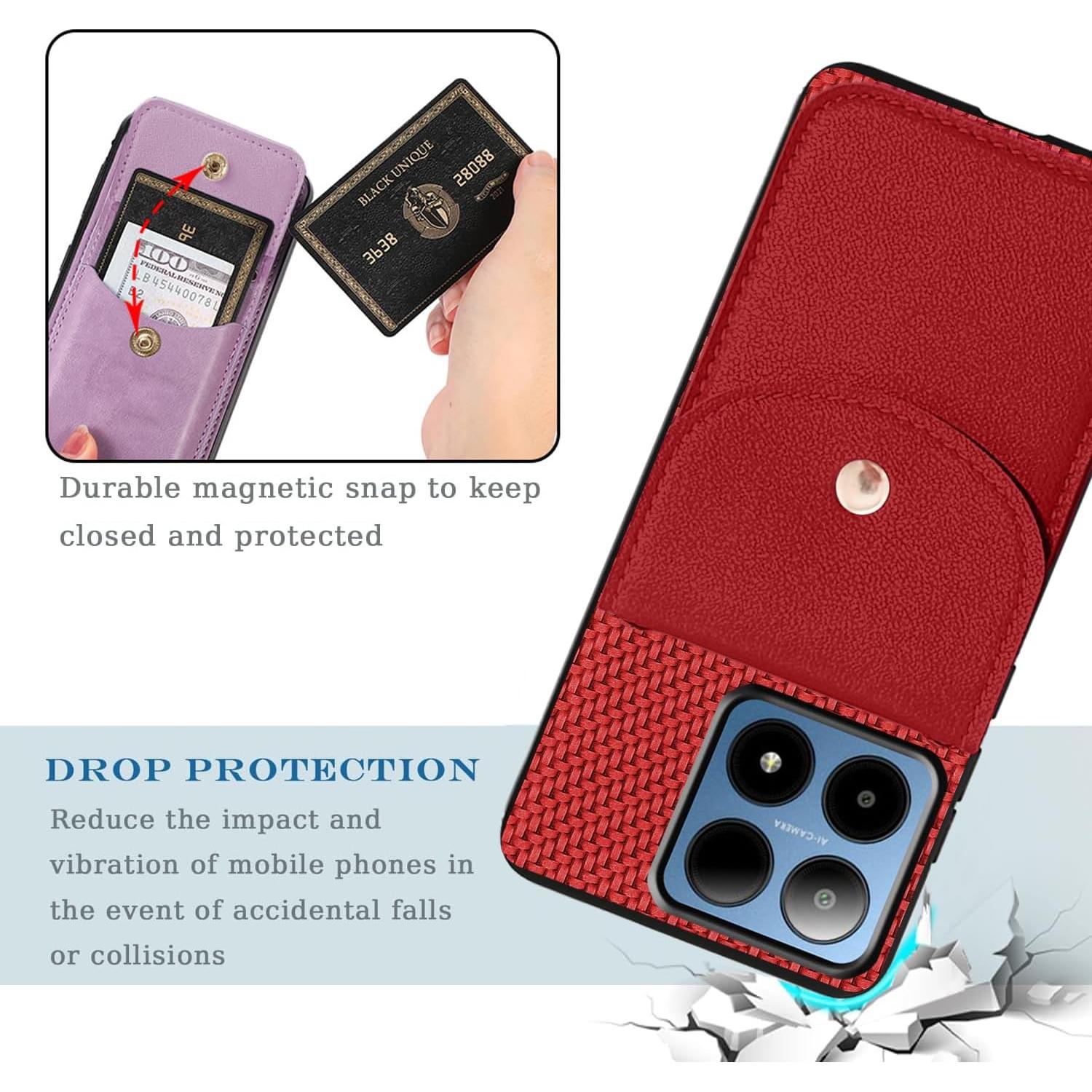 Wallet Case for Boost Mobile Summit 5G, Boost Summit5G Phone Case with Card Holder, Faux Leather Case Crossbody Adjustable Detachable Lanyard Hands Free Stand with Magnetic Closure, Burgundy