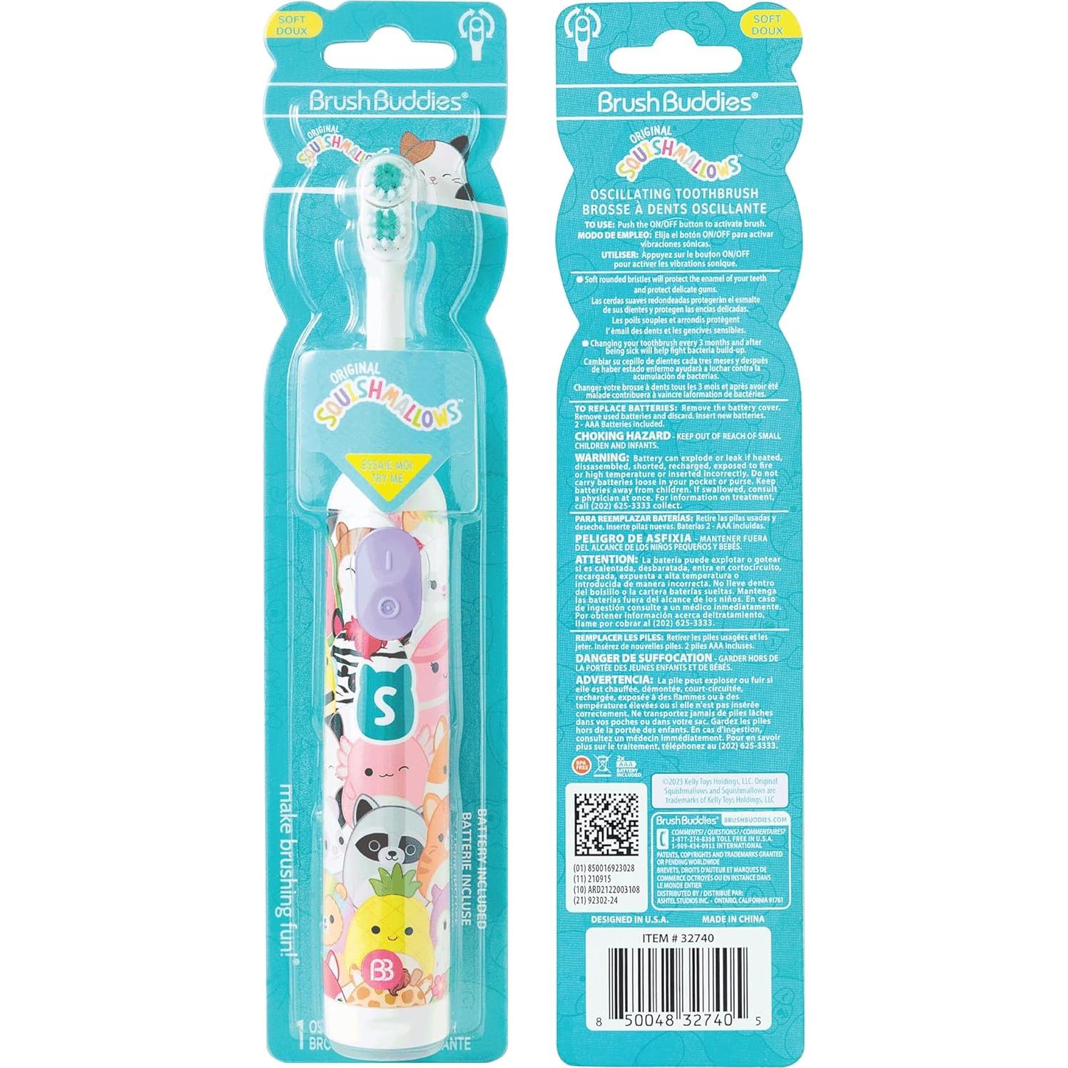 Cepillo de Dientes Eléctrico Brush Buddies Squishmallows 360°