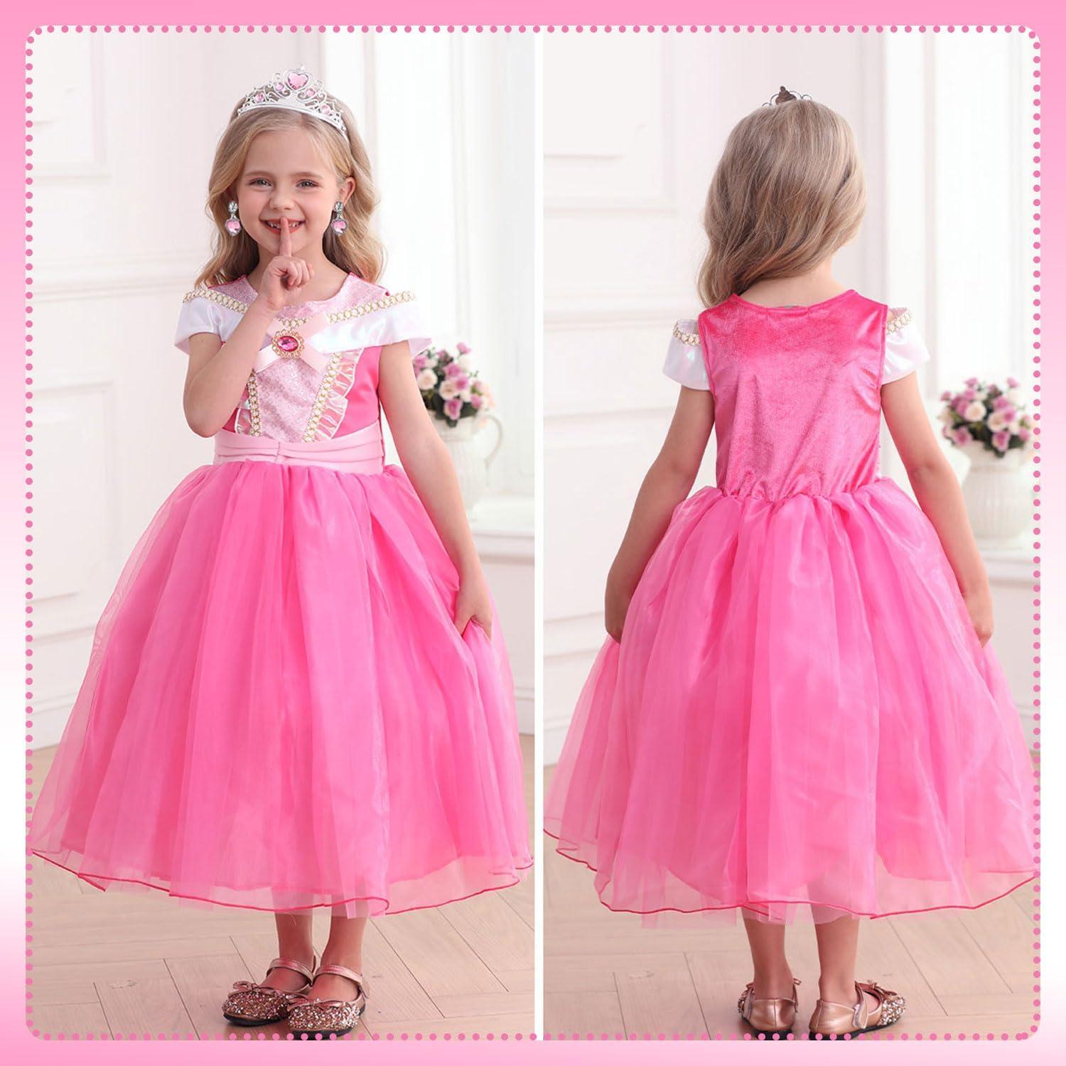 Disfraz de Princesa Rosa Luzlen para Niñas 2-8 Años