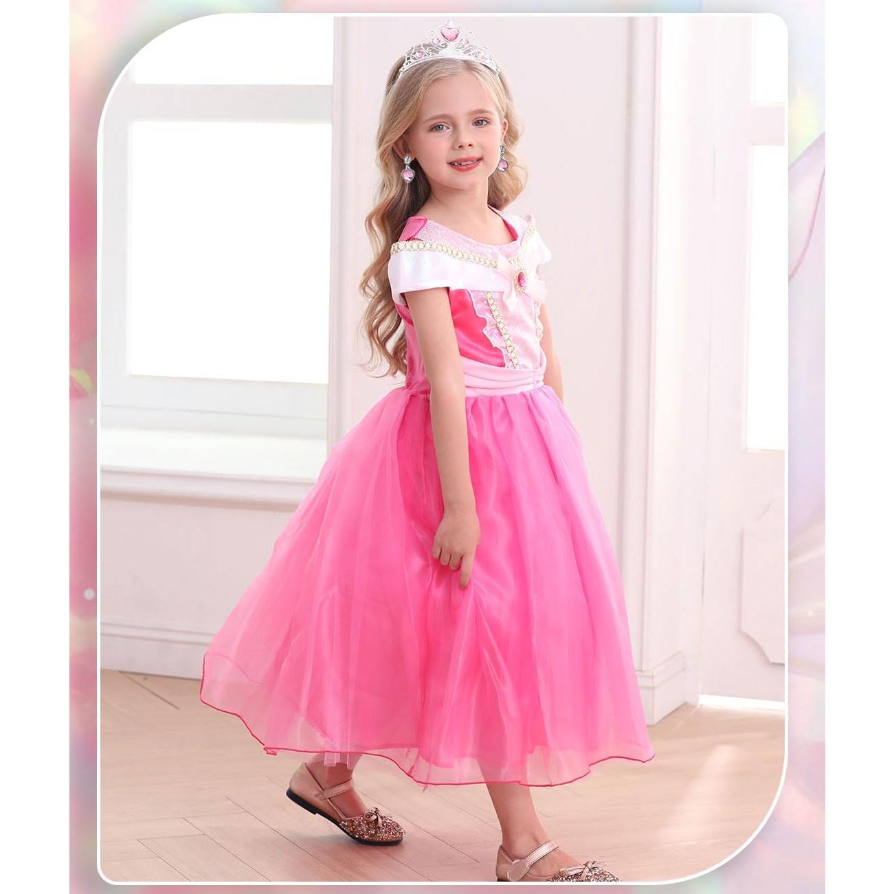 Disfraz de Princesa Rosa Luzlen para Niñas 2-8 Años