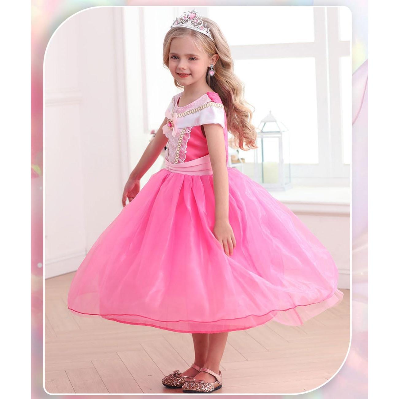 Disfraz de Princesa Rosa Luzlen para Niñas 2-8 Años