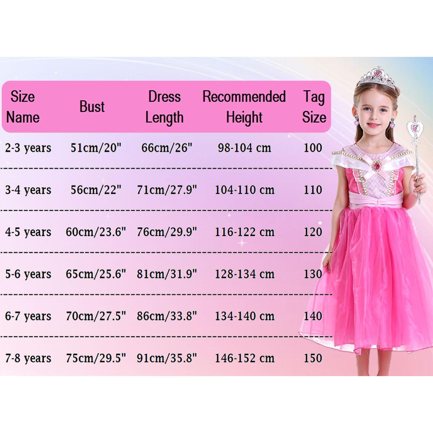 Disfraz de Princesa Rosa Luzlen para Niñas 2-8 Años