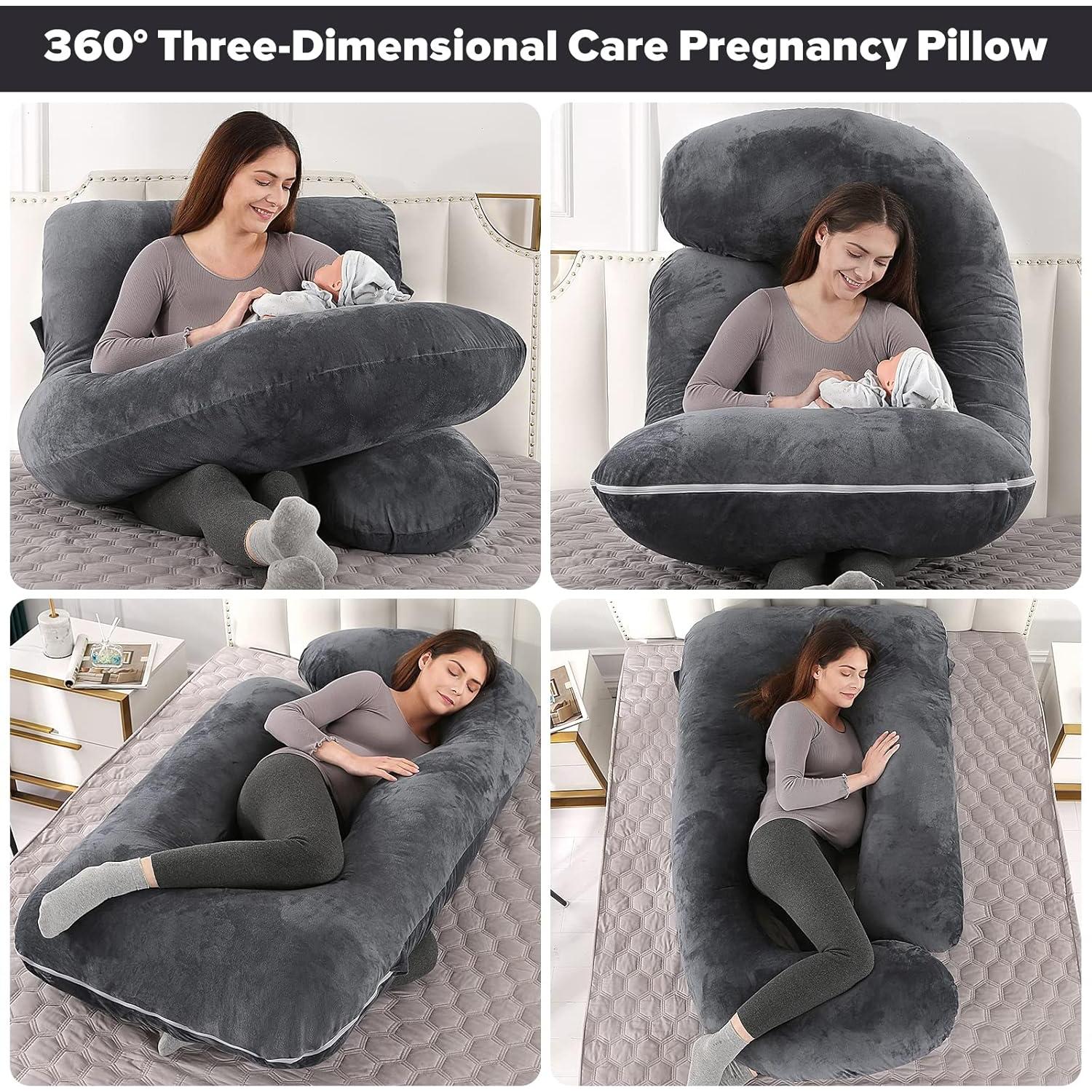 Almohada de Maternidad Elover en Forma de U 145x71 cm Terciopelo Negro