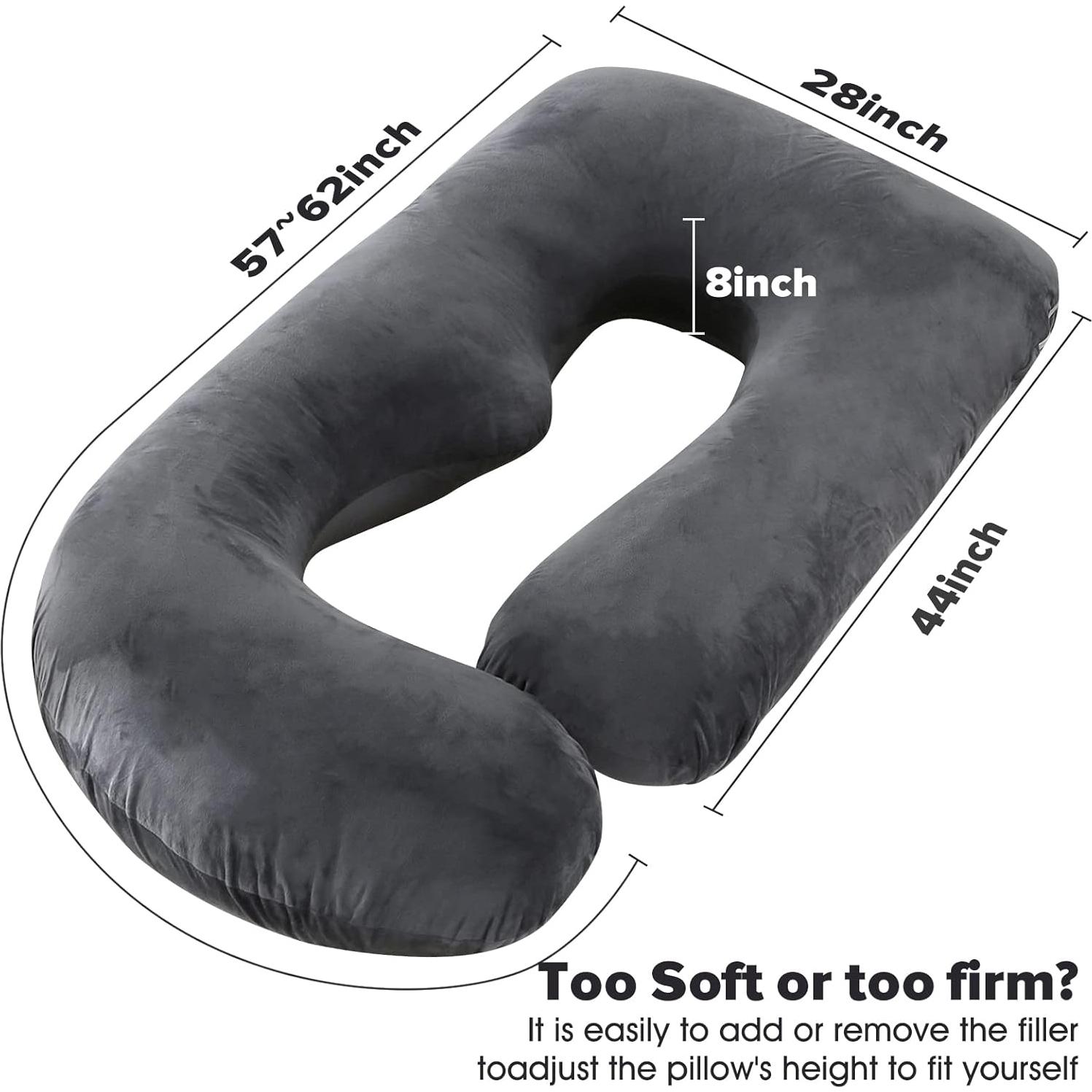 Almohada de Maternidad Elover en Forma de U 145x71 cm Terciopelo Negro